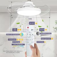 Ventilador de techo con luz, 15" regulable, 3 temperaturas de luz, control remoto y aplicación, aspas retráctiles, 4 velocidades, control remoto, función de memoria, temporizador, IP20 resistente al agua (con base) - details 1