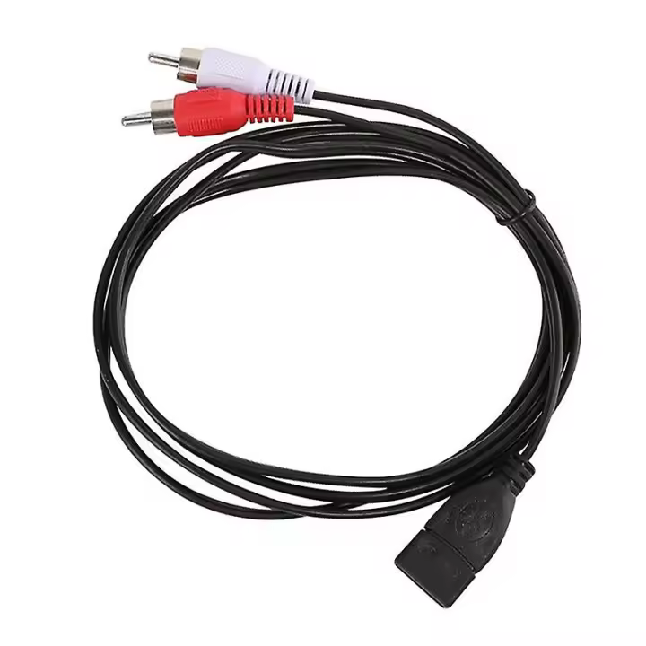 1.5m Usb A Female Socket To 2 Rca Male Plug Audio Video Extension Cable Cord - 1