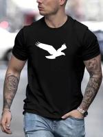 Camiseta Casual De Verano Para Hombre Con Patrón De Águila Algodón 100% Cuello Redondo Manga Corta Transpirable T-Shirt Top - details 2