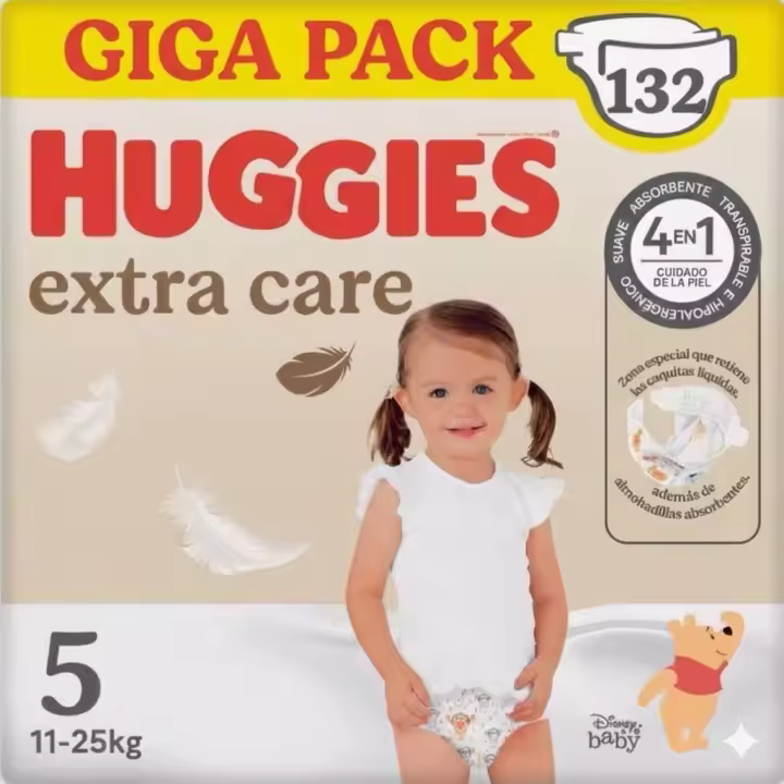Huggies Extra Care Pañales Bebé GIGA Pack, Tallas 1,2,3,4,5 - 1