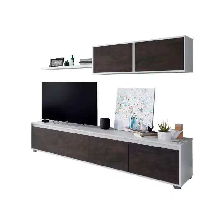 Duehome - Salón Alida | Mueble de Salón-comedor 3 Piezas | Bajo de TV 2m | Módulo Colgante | Estantería Exterior - 1