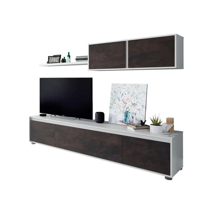 Duehome - Salón Alida | Mueble de Salón-comedor 3 Piezas | Bajo de TV 2m | Módulo Colgante | Estantería Exterior - 1