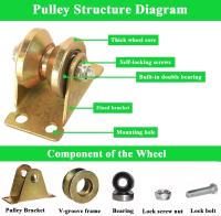 Rueda de polea de ranura en V de 4 piezas, bloque de polea pequeño de 5mm con soporte, capacidad de carga 440 lbs/200kg - details 1