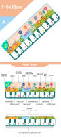 Coolplay Alfombra Tecladista Musical Para Niños Con 8 Sonidos De Animales Alfombra De Baile Educativa Para Bebés Material De Tela Adecuada Para Edades 3-6 Años Y 6-12 Años - details 9