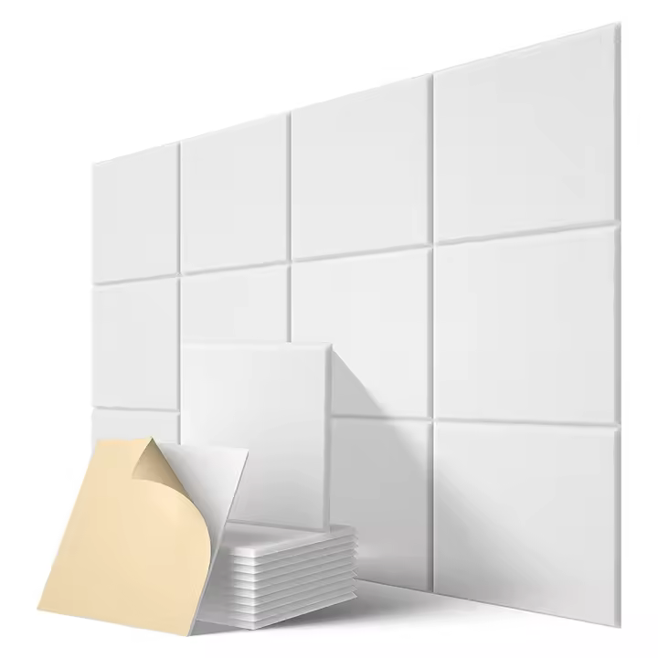 Paneles acústicos autoadhesivos para el hogar, paquete de 12x12x0,4 pulgadas, relleno a prueba de sonido, Panel absorbente de sonido, blanco - 1