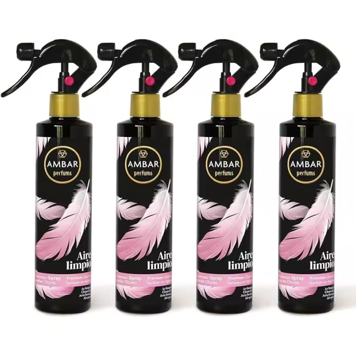 Ambar Perfums - Ambientador Spray Absorbe Olores Aire Limpio Especial Tejidos, ¡No mancha! Pack de 4 uds de 280 ml - 1