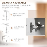 HOMCOM Mueble Auxiliar de Cocina Moderno Mueble para Microondas Aparador de Cocina con Estantes 3 Puertas Compartimiento Abierto y Sistema Anti-vuelco para Comedor 80x35x97 cm Blanco - details 1