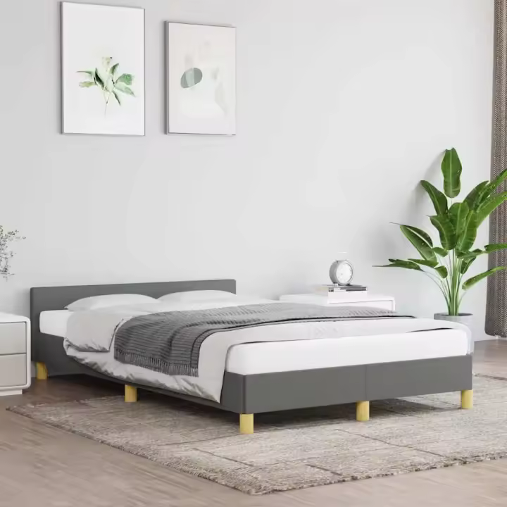 Estructura de cama sin colchón tela gris oscuro 120x200 cm - 1