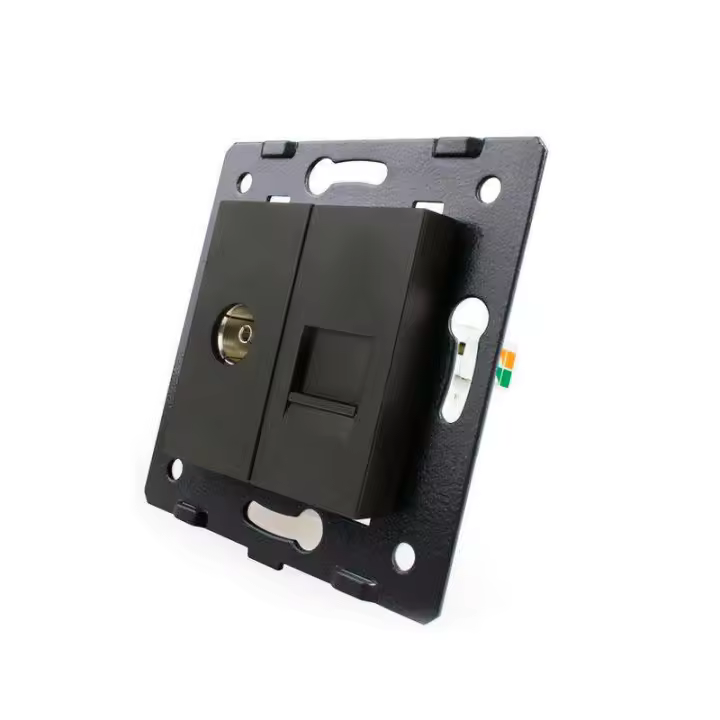 LEDBOX Mecanismo de empotrar TV + Red RJ45, negro. Sistemas de control, Mecanismos LIVOLO - 1