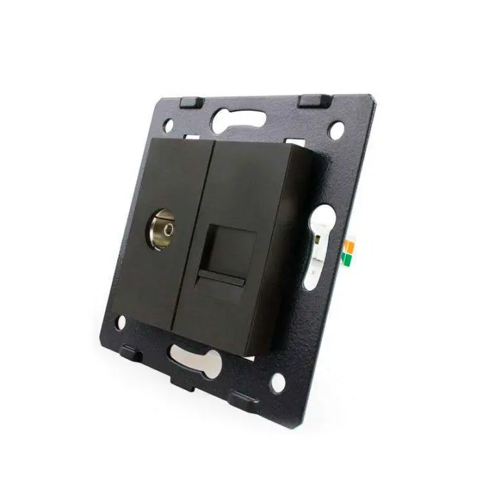 LEDBOX Mecanismo de empotrar TV + Red RJ45, negro. Sistemas de control, Mecanismos LIVOLO - 1
