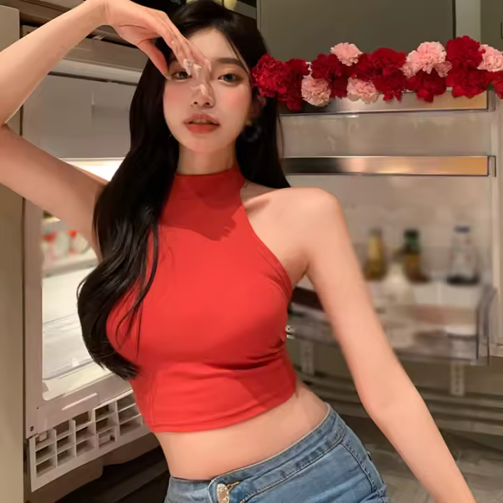 Camisola Sin Mangas Para Mujer Verano Estilo Sexy Y Club Decoración De Lazo Corta Ajustada Tops De Poliéster Sin Capucha - 1