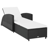 vidaXL Tumbona de jardín con cojín de ratán sintético Negro, Gris, Sillas de Exterior Ideal para jardín, playa, piscina, terraza Tumbona Piscina Tumbonas Playa Tumbonas Jardín Exterior - details 1