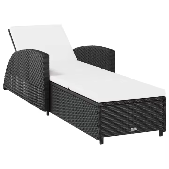 vidaXL Tumbona de jardín con cojín de ratán sintético Negro, Gris, Sillas de Exterior Ideal para jardín, playa, piscina, terraza Tumbona Piscina Tumbonas Playa Tumbonas Jardín Exterior - 1