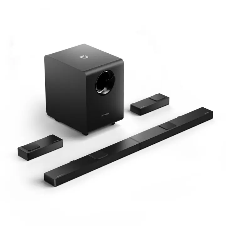 Barra de sonido ULTIMEA Nova S90 Dolby Atmos con subwoofer inalámbrico 8", 7.1.4 canales, Máxima 740W, Bluetooth 5.3, HDMI, óptico, AUX, montaje en pared, tecnología ASL 360° para sonido envolvente, altavoces traseros inalámbricos, compatible con TV y PC - 1