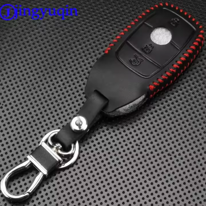 Estuche Para Llave De Coche De Cuero Genuino Jingyuqin Para Mercedes Benz AMG 2017 E Class W213 Accesorios De Estilo Para Coche Con Cubierta De Anillo Para Llave - 1
