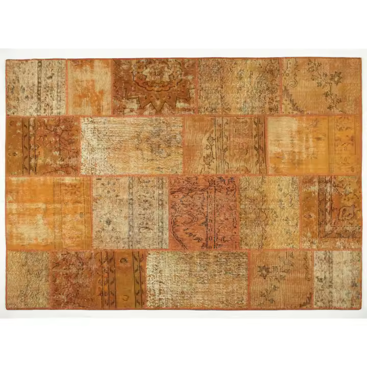 Parentesi Quadra  -  ALFOMBRA LANA 240X170 PATCHWORK REMAKE NARANJA - 1