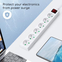 Aigostar Regleta alargador de 6 Tomas con Interruptor y Protección Infantil, 1.5/3/5 M, Blanco, MAX 3680W, 16A 250V - details 5