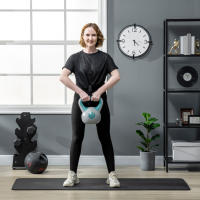 SPORTNOW Pesa Rusa 10 kg Kettlebell Revestimiento de PU y Relleno de Arena Mango Ancho para Entrenamiento Culturismo en Casa Gimnasio 22x16x26 cm - details 1