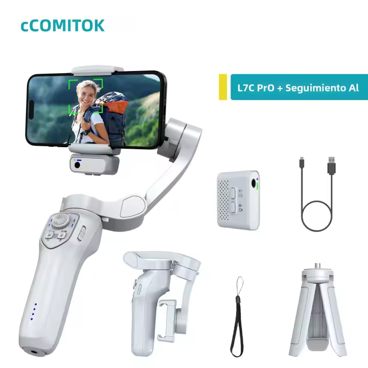 Gimbal Portátil L7CPro De 3 Ejes Con Rastreo De Rostro AI Y Luz De Relleno Para iPhone/Android Ideal Para Vlog Stabilizador Antisucción - 1
