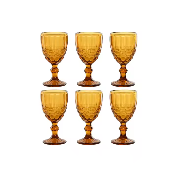 Copa set 6 cristal 8,7x8,7x17 325ml relieve ambar El mejor complemento para tu hogar. - 1