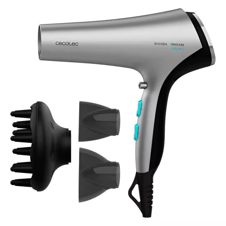 Cecotec Bamba IoniCare 5320 (04242) - Secador 2100W con Accesorios , Color Gris y Negro - 1