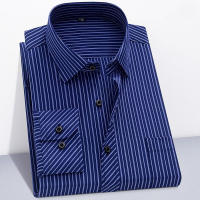 Camisa De Algodón Para Hombre Con Mangas Largas Y Rayas Estilo Casual Y Negocios En Rojo Gris Azul Naranja Tallas S a 9XL - details 13