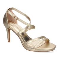 PuntoSalao Sandalias doradas de tacón medio de vestir para mujer S-2383 - Unas Sandalias de Tacón de Fiesta para Mujer  Diseño con Tiras Cruzadas  Comodas y Elegantes  Cierre de Hebilla. - details 1