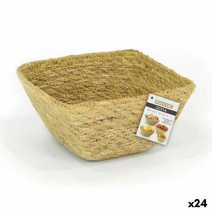 Cesta Multiusos Privilege Hierba marina Cuadrado 12 x 12 x 7 cm (24 Unidades) - 1