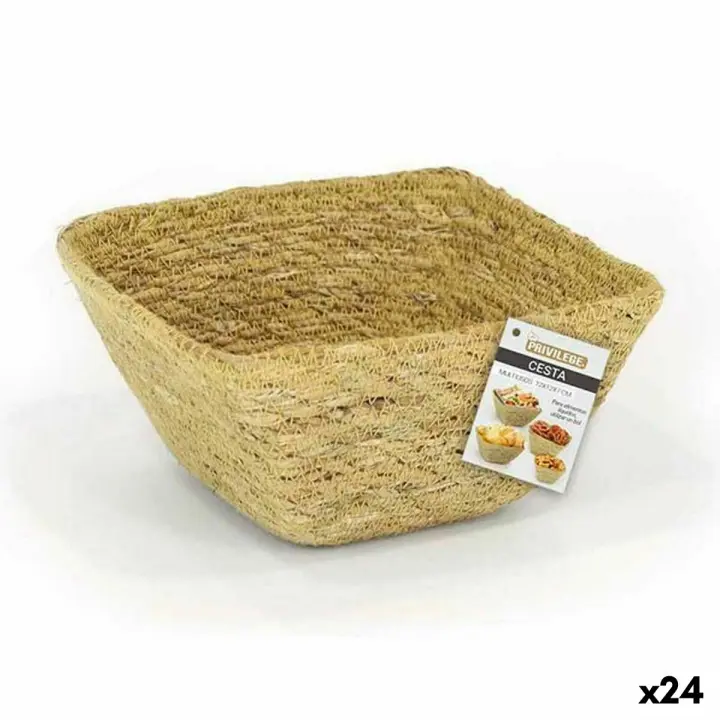 Cesta Multiusos Privilege Hierba marina Cuadrado 12 x 12 x 7 cm (24 Unidades) - 1