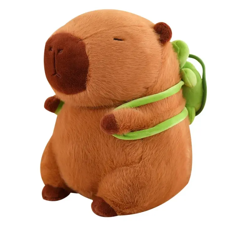 Juguete De Peluche Capybara Lindo Con Mochila De Tortuga Peluche Suave Para Niños Regalo De Cumpleaños O Navidad Animal De Peluche Capibara - 1