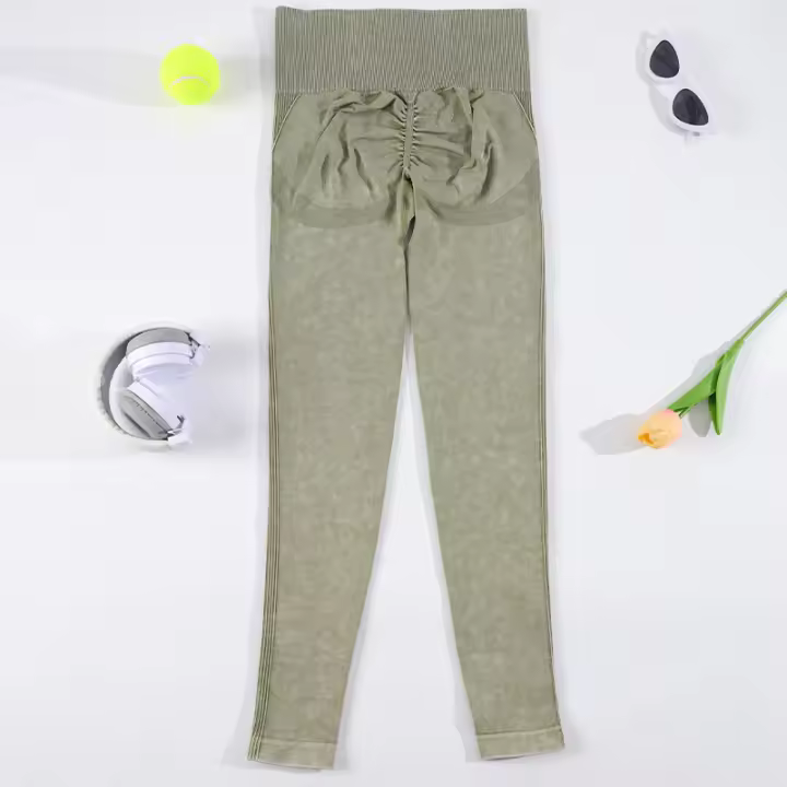 CHRLEISURE Pantalones De Yoga Para Mujer Lavados Leggings De Fitness Con Aros Treggings Elásticos Para Correr Actividad Física De Gimnasio - 1