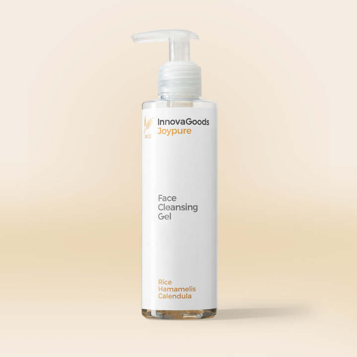 Rice joypure facial cleansing gel 200 ml - deep cleansing, natural hydration and radiant skin with vegan, gentle and effective ingredients for all skin types, ideal for removing makeup and daily impurities
