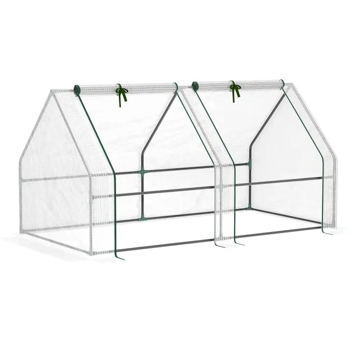 Outsunny Mini Invernadero de Jardín Terraza 180x90x90 cm Tipo Caseta Tubo de Acero con 2 Ventanas Enrollables Vivero Casero para Cultivo Plantas Verduras Blanco - 1