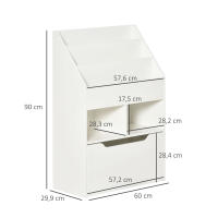 HOMCOM Estantería Infantil de Madera con 3 Compartimentos 2 Cubos y Cajón Móvil con 4 Ruedas Librería Infantil para Habitación de Niños Sala de Juegos 60x29,9x90 cm - details 2
