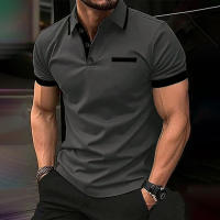 Camisa Polo Casual Para Hombre Verano Primavera Cuello En V Manga Corta Bolsillos Falsos Estampado Negocios Transpirable - details 3