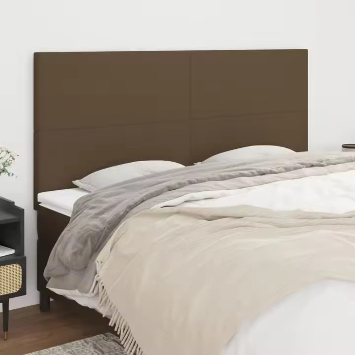 vidaXL Cabeceros 4 unidades de tela marrón oscuro 90x5x78/88 cm - 1
