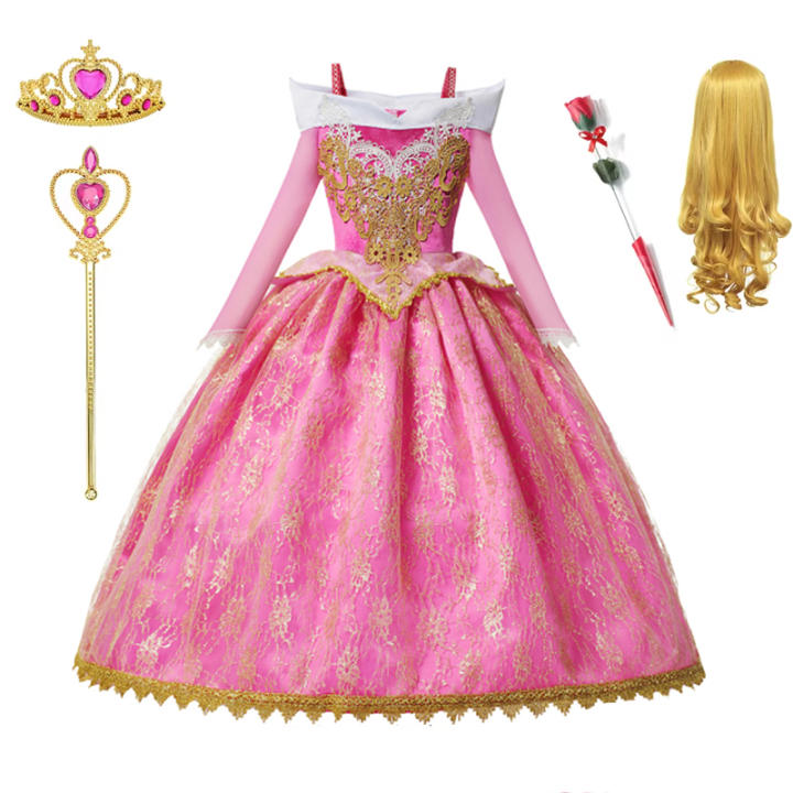 Vestido De Cosplay De Princesa Aurora Para Niñas Ropa De Fiesta Disfraz De Princesa Para Niñas Edad 2-10 Años Estilo Europeo Y Americano