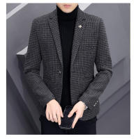 Traje Casual Grueso Para Hombre Estilo Coreano De Moda Abrigo Occidental Slim Ajustado Traje De Otoño E Invierno Con Cierre Simple - details 6