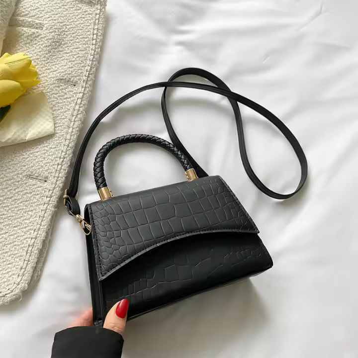 Bolso De Hombro De Cuero PU Sólido Para Mujer Bolso De Mano Pequeño De Diseñador Moda Bolso Cruzado De Lujo Con Asa Superior - 1