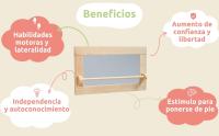 MOST DECO Espejo Montessori artesanal grande y pequeño  Madera maciza + cristal de seguridad con barandilla redonda para primeros pasos ideal para regalo de cumpleaños infantil recién nacidos y fomento del desarrollo de los primeros pasos - details 0