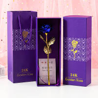 Rosa Dorada 24K Artificial Colorida Flor Metálica Regalo Único Para Las Mujeres En Día De San Valentín Con Caja De Regalo Decoración - details 15