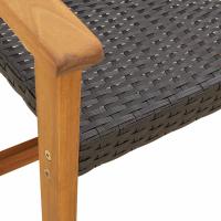 vidaXL Banco de jardín madera de acacia y ratán PE negro 112 cm - details 5