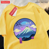 Camiseta Hombre Japón Harajuku Sakura Mont Fuji Verano Hip Hop Algodón T-Shirt Casual Crewneck Sobredimensionado Tops Transpirable Estirable Sostenible - details 15