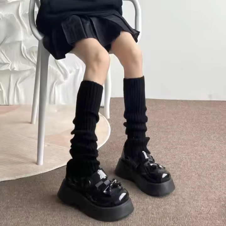 Calentadores De Pierna Largas Para Mujer Estilo Lolita Socks JK Cuff Botas over Knee Invierno Otoño Poliéster Knitted Solids - 1