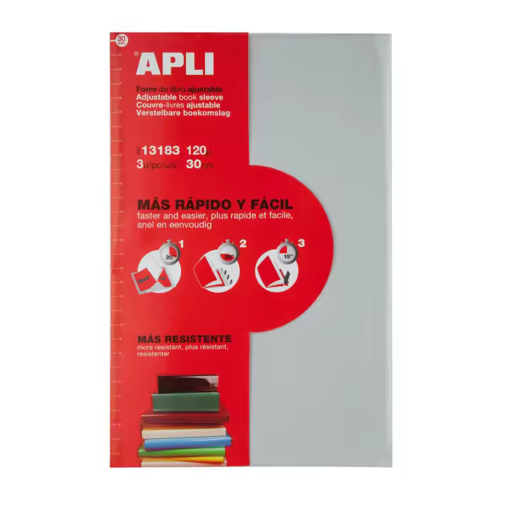 Apli Forro de libros con solapa ajustable PVC 300 mm ( 3 Forros ) - 1