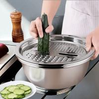 Tapa De Tazón De Cocina Multifuncional De Acero Inoxidable 3-Piezas Cortador Desmontable De Capas Para Frutas Y Verduras - details 2