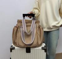 Versatile Nylon Cradle Bag - Multifunctional Travel Organizer, Adjustable Strap, Zip Closure, Foldable Design, Available in Khaki, Light Blue, Gray,, Black - details 5