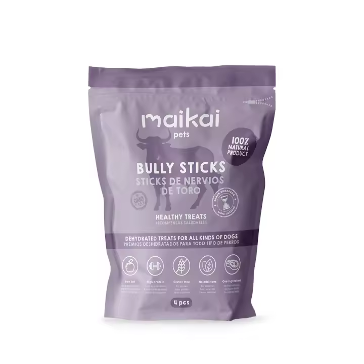 MAIKAI Nervios de Toro Deshidratados Pack de 4 Uds - Chuches para Perros - Snacks 100% Naturales - Dieta BARF - Huesos Bajos en Grasa - Premios para Perros - 1