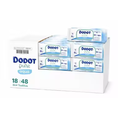 Toallitas Dodot Aqua Pure con Tapita Pack Ahorro 864 Uds (18x48) – Máxima Pureza y Suavidad para tu Bebé - 1