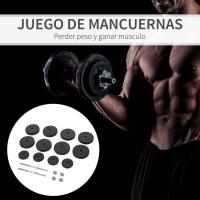 HOMCOM Juego de Mancuernas Ajustables Juego de Pesas y Mancuernas 8x5 kg 4x1,5 kg y 2 Barras Total 50 kg para Ejercicio Entrenamiento en Casa Gimnasio Oficina Negro - details 3